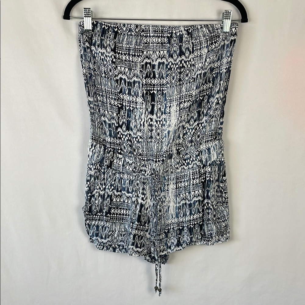 Aeropostale Blue and White Strapless Romper with Pockets - Size XS
